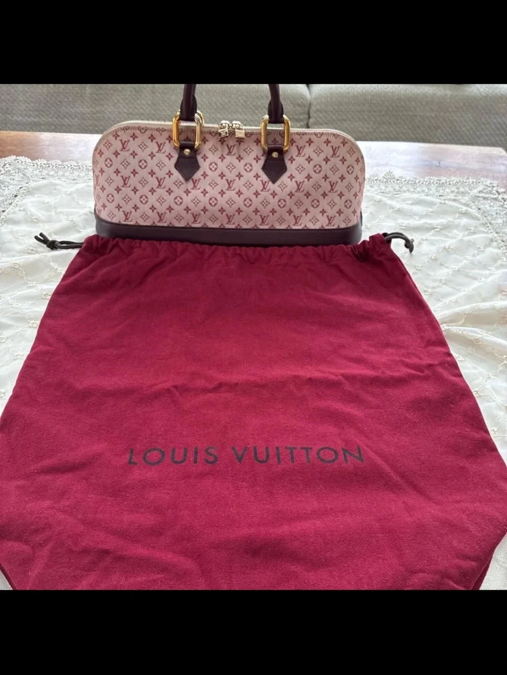 Louis Vuitton Pink and Dark Brown Monogram Satchel